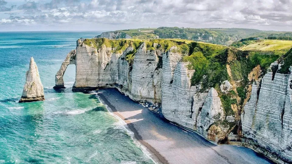 A photo of Etretat cliffs, in France.