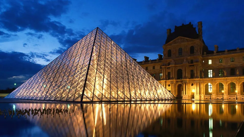 A photo of the Louvre Museum.
